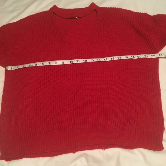 🎯3 for $30🎯 Marci sweater XL red keyhole ribbed knit oversized Siren Grunge - Picture 5 of 7